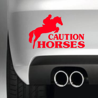Caution Horses Jumping