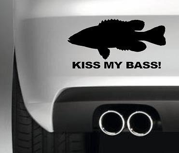 KISS MY BASS FUNNY FISHING BAIT BOAT HOBBIES CAR WINDOW STICKER